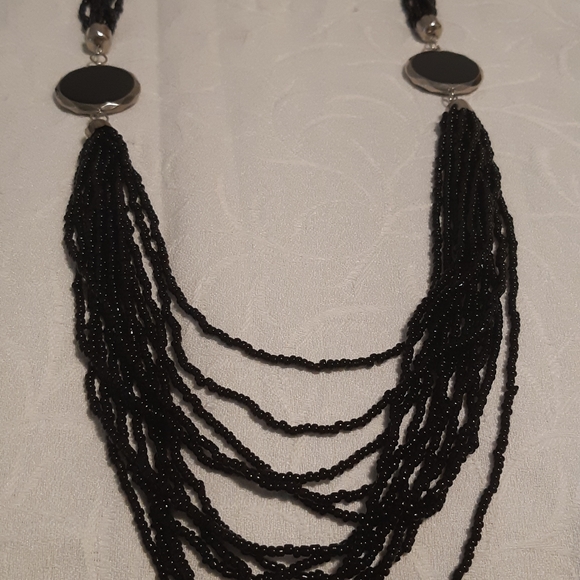 Womens Black Sea Bead Necklace/Layered Beads Length Is 41" Long, - Picture 8 of 12